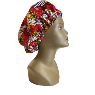 Bonnet de protection réglable en coton de wax, doublé de satin