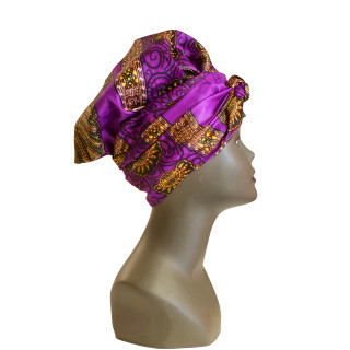 Bonnet Turban en WAX imprimé sur du tissu BAZIN RICHE haut de gamme / B17