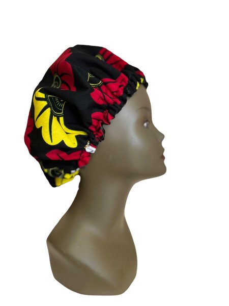 Bonnet réglable en satin et wax By Georges Décimus