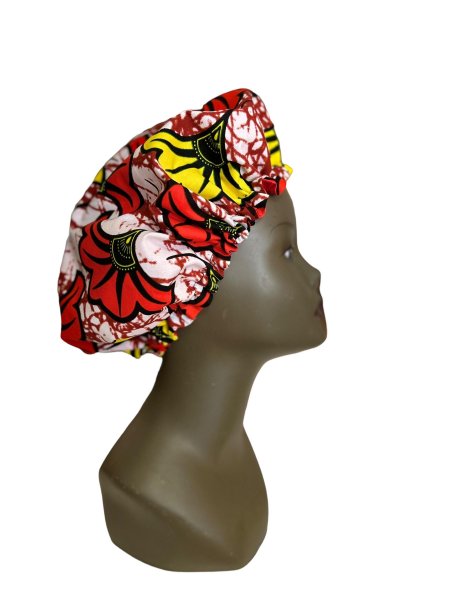 Bonnet réglable en satin et wax By Georges Décimus