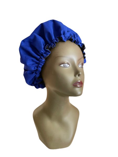 Bonnet de nuit réglable,en wax uni doublé de satin By Georges Décimus