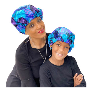 Bonnets réglables maman et moi ! Pack mère  fille wax de coton  & satin By Georges Décimus /B95