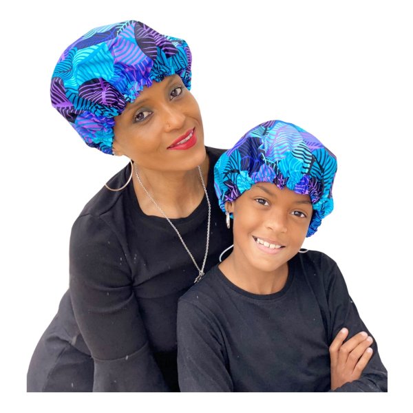 Bonnets réglables maman et moi ! Pack mère  fille wax de coton  & satin By Georges Décimus /B95