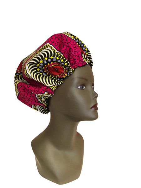 Bonnet Wax & Satin rose et jaune réglable By Georges Décimus /B43