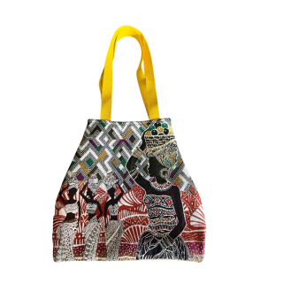Sac Tote Bag Tapisserie — Femmes Africaines Paniers Anse Jaune