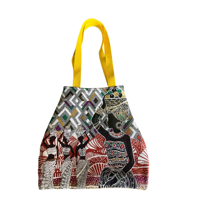 Sac Tote Bag Tapisserie — Femmes Africaines Paniers Anse Jaune
