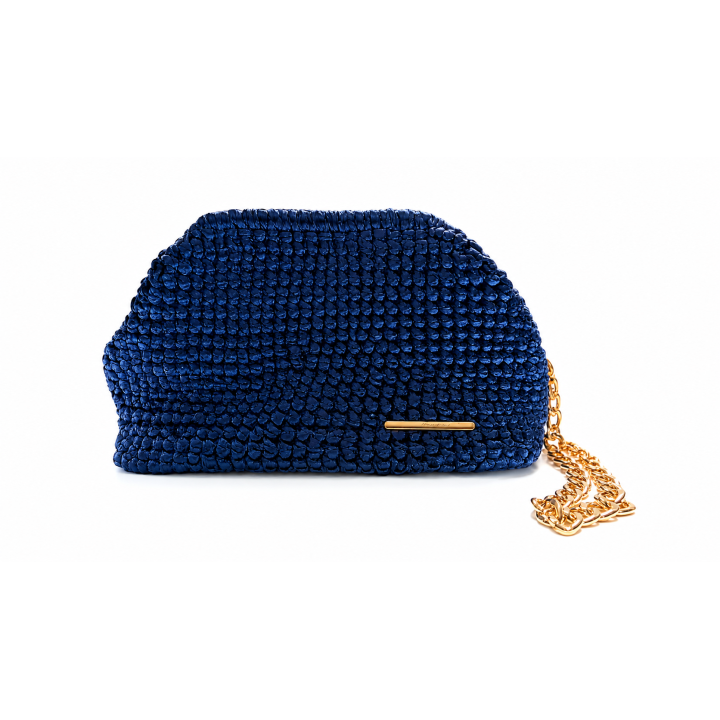 Pochette élégante "Bleu Métallisé" Taille M — Artisanat au crochet