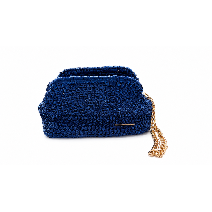 Pochette élégante "Bleu Métallisé" Taille M — Artisanat au crochet