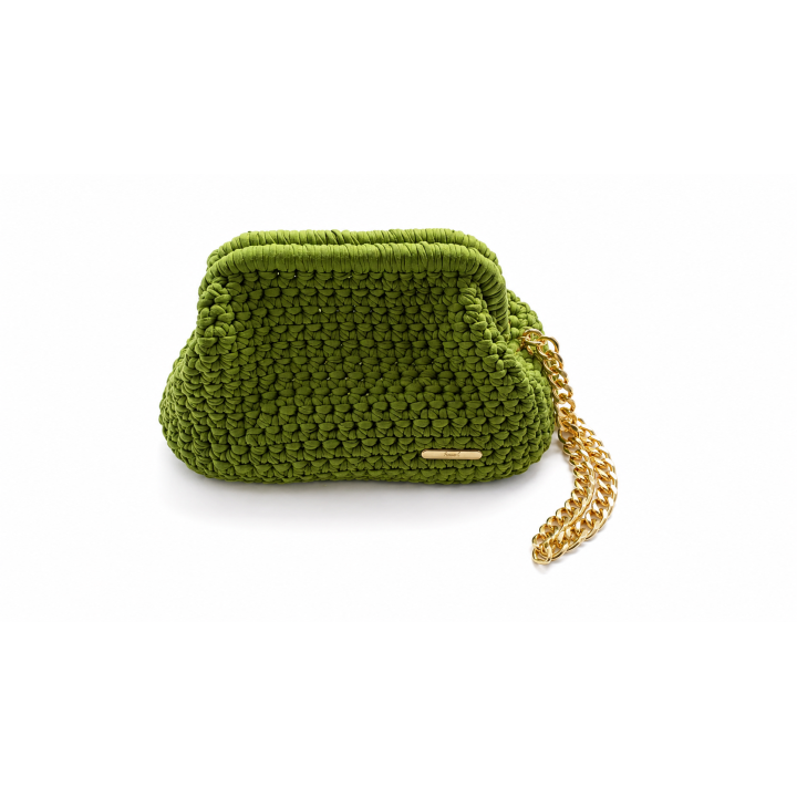 Pochette élégante "Vert Matcha " Taille M — Artisanat au crochet