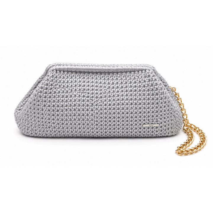 Pochette élégante "Gris Métallisé " Taille L — Artisanat au crochet