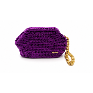 Pochette élégante "Violet Fuchsia Métallisé" Taille M — Artisanat au crochet