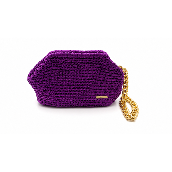 Pochette élégante "Violet Fuchsia Métallisé" Taille M — Artisanat au crochet