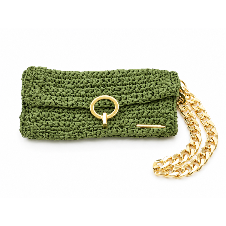 Sac enveloppe "Vert Matcha" — Artisanat au crochet