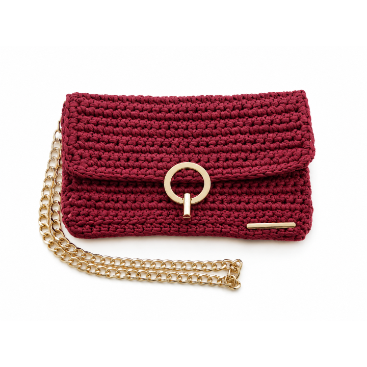 Sac enveloppe "Rose Rouge" — Artisanat au crochet
