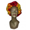 Bonnet de satin et coton en tissu africain orangé flamboyant