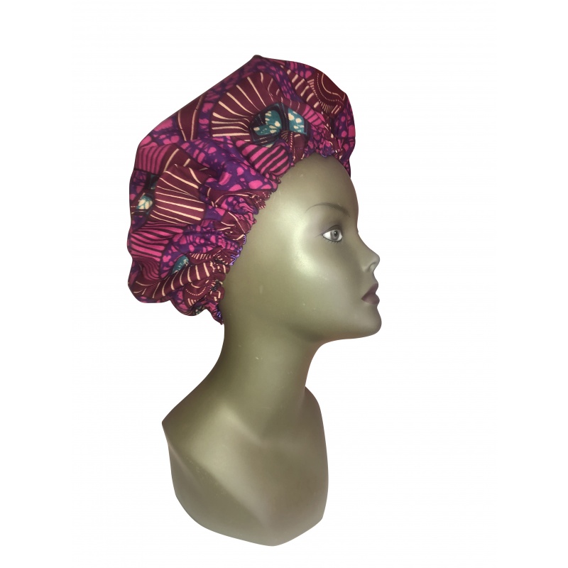 Bonnet de nuit satin & wax  L'hortensia  