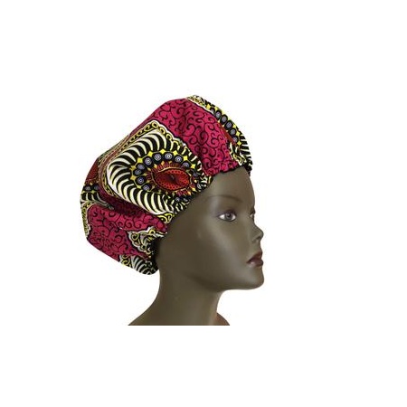 Bonnet Wax & Satin rose et jaune réglable By Georges Décimus /B43