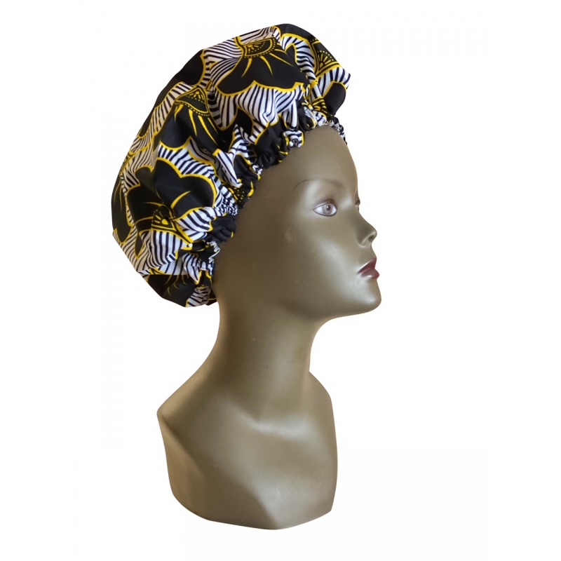 Bonnet de nuit en Wax et Satin pour la protection des cheveux