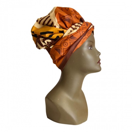 Turban pour l'été wax savane doublé de satin