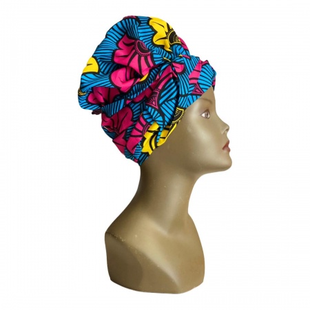 Turban en wax de coton fleuri