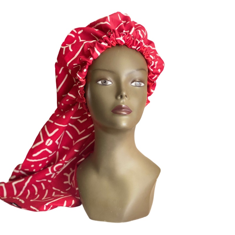 Bonnet de protection en wax, doublé de satin assorti pour Dreadlocks, tresses, fabriqué à la main en Provence By Georges Décimus